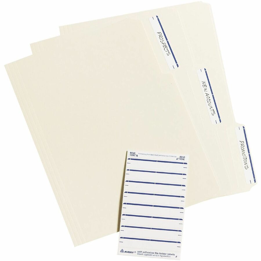 Avery&reg; Permanent File Folder Labels - 11/16" Width x 3 7/16" Length - Permanent Adhesive - Rectangle - Laser, Inkjet - Dark Blue - Self-adhesive - 7 / Sheet - 252 / Pack