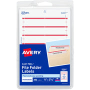 Avery&reg; Permanent File Folder Labels - 11/16" Width x 3 7/16" Length - Permanent Adhesive - Rectangle - Laser, Inkjet - Dark Red - Self-adhesive - 7 / Sheet - 252 / Pack