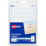 Avery&reg; Permanent File Folder Labels - 11/16" Width x 3 7/16" Length - Permanent Adhesive - Rectangle - Laser, Inkjet - White - Self-adhesive - 7 / Sheet - 252 / Pack