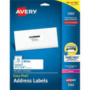 Avery&reg; Easy Peel Address Labels, 1-1/3" x 4" , 350 Labels (5262)
