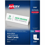 97 Brightness - 3 1/2" x 11" - 65 lb Basis Weight - 176 g/m² Grammage - Matte - Perforated, Heavyweight, Rounded Corner, Smudge-free, Jam-free, Embossed, Printable, Double-sided, Pre-scored, Recyclable, Smooth Edge, ... - White - 50 Sheets - 50 / Box