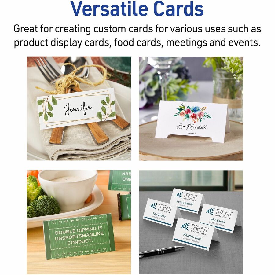 97 Brightness - 3 1/2" x 11" - 65 lb Basis Weight - 176 g/m² Grammage - Matte - Perforated, Heavyweight, Rounded Corner, Smudge-free, Jam-free, Embossed, Printable, Double-sided, Pre-scored, Recyclable, Smooth Edge, ... - White - 50 Sheets - 50 / Box