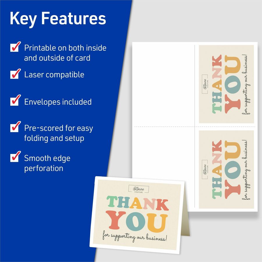 97 Brightness - 4 1/4" x 5 1/2" - Perforated, Heavyweight, Rounded Corner, Jam-free, Smudge-free - White - 1 Box