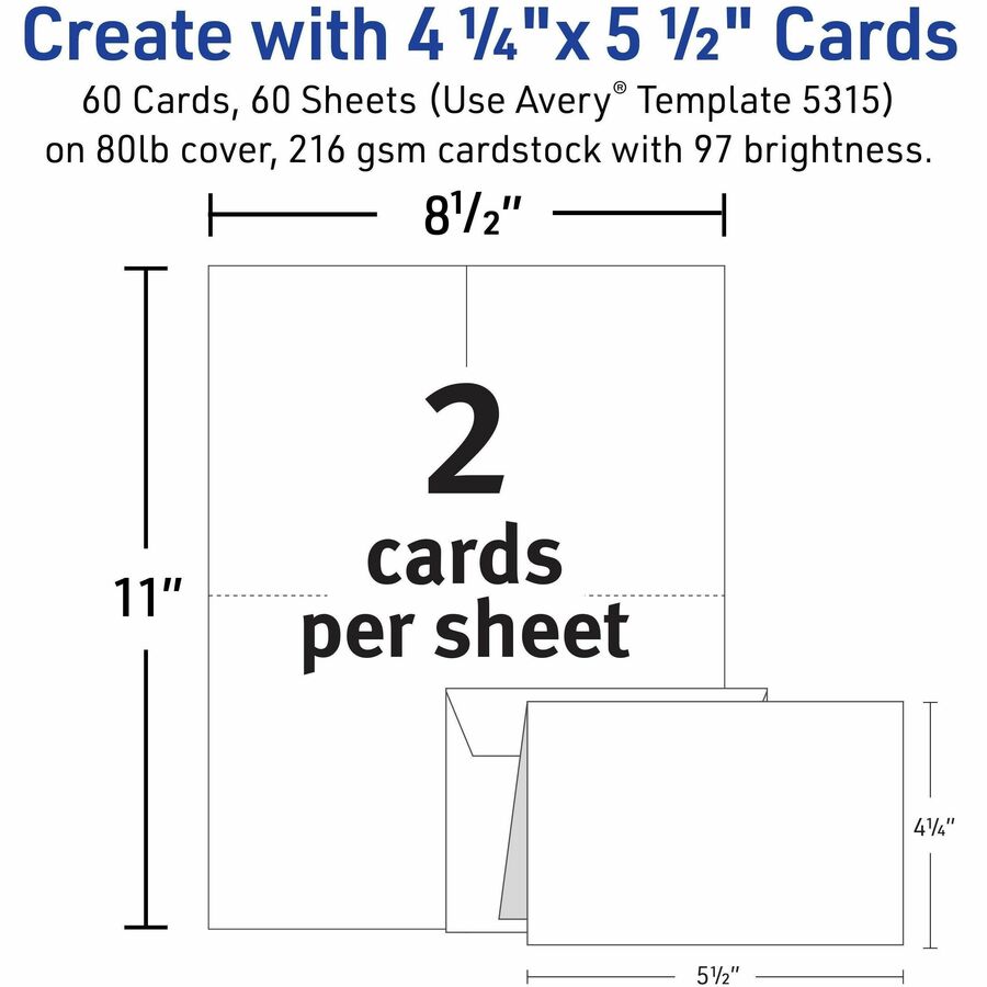 97 Brightness - 4 1/4" x 5 1/2" - Perforated, Heavyweight, Rounded Corner, Jam-free, Smudge-free - White - 1 Box