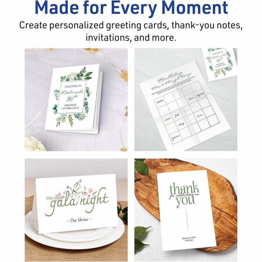 97 Brightness - 4 1/4" x 5 1/2" - Perforated, Heavyweight, Rounded Corner, Jam-free, Smudge-free - White - 1 Box