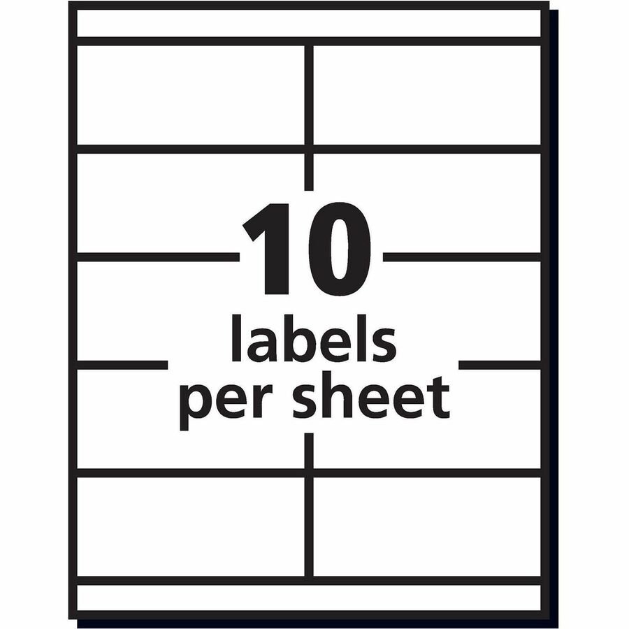 Avery&reg; Shipping Label - 2" Width x 4 1/4" Length - Permanent Adhesive - Rectangle - Matte - White - Paper - Permanent Adhesive, Customizable - 10 / Sheet - 100 Total Sheets - 1000 Total Label(s) - 1000 / Box