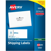 Avery&reg; Shipping Label - 2" Width x 4 1/4" Length - Permanent Adhesive - Rectangle - Matte - White - Paper - Permanent Adhesive, Customizable - 10 / Sheet - 100 Total Sheets - 1000 Total Label(s) - 1000 / Box