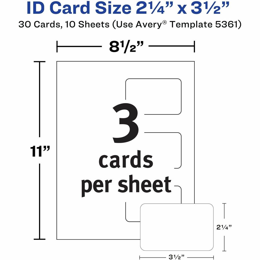 2" Width x 3.3" Height - Self Sticking - Laminated, Perforated, Printable, Durable, Perforated, Self-adhesive - Card, Tile - Card Stock - White - 30 / Box