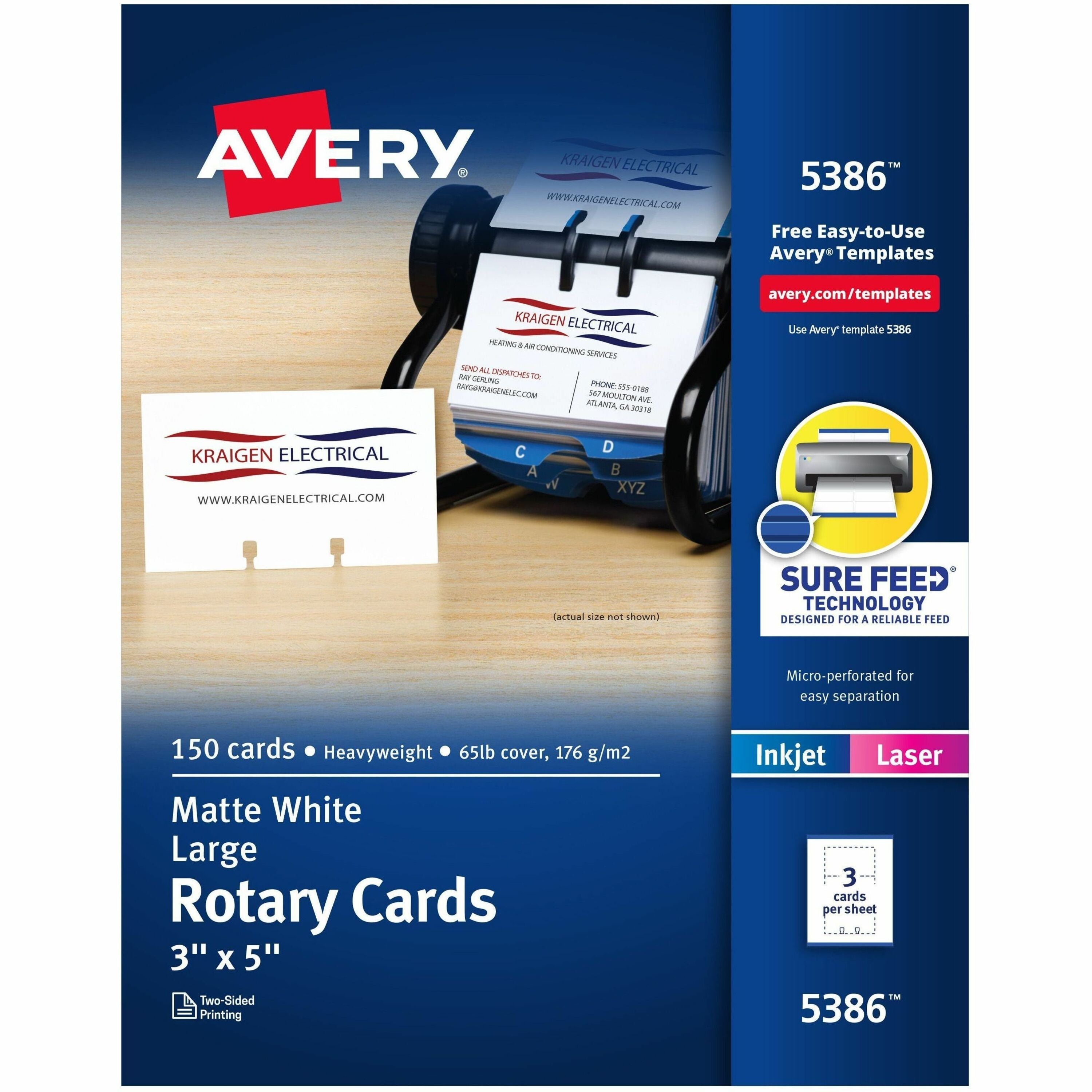 Index Card - 3" x 5" - Perforated, Heavyweight, Double-sided, Printable - White - 3 Sheets - 150 / Box