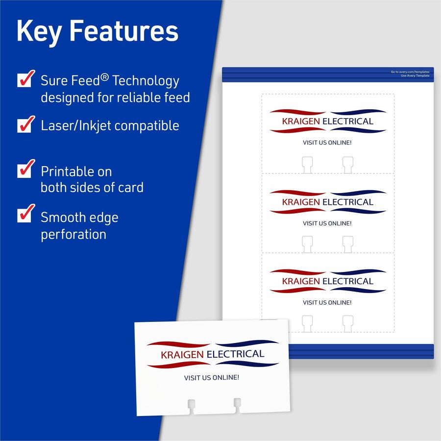 Index Card - 3" x 5" - Perforated, Heavyweight, Double-sided, Printable - White - 3 Sheets - 150 / Box