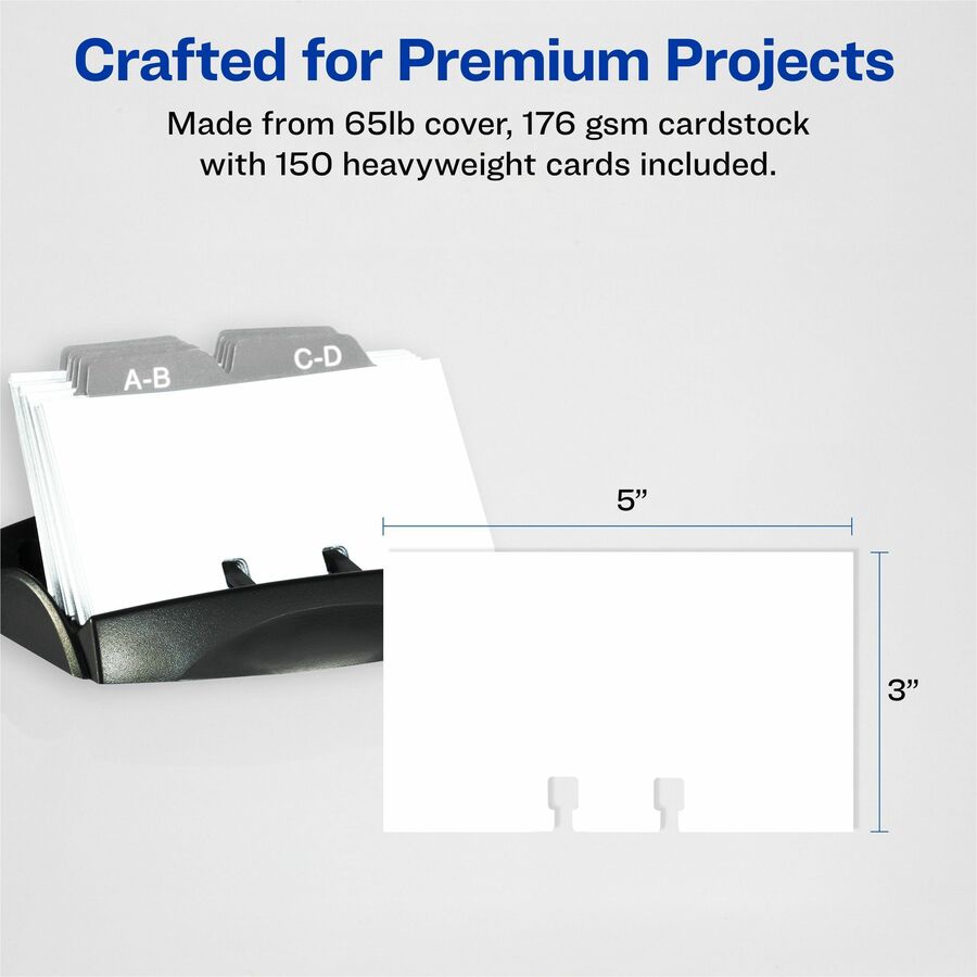 Index Card - 3" x 5" - Perforated, Heavyweight, Double-sided, Printable - White - 3 Sheets - 150 / Box