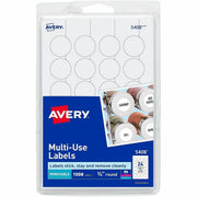 Avery&reg; Removable ID Labels - 3/4" Diameter - Removable Adhesive - Circle - Laser, Inkjet - White - Self-adhesive - 1008 / Pack
