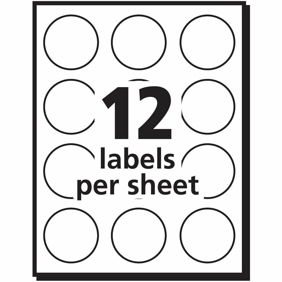Avery&reg; Removable ID Labels - 1" Diameter - Removable Adhesive - Circle - Inkjet, Laser - White - Self-adhesive - 600 / Pack