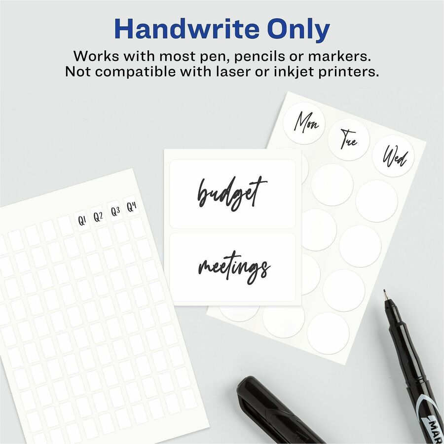 Avery&reg; Removable ID Labels - 5/16" Width x 1/2" Length - Removable Adhesive - Rectangle - White - Paper - Self-adhesive - 1000 / Pack