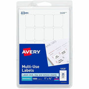 Avery&reg; Removable ID Labels - 1" Width x 3/4" Length - Removable Adhesive - Rectangle - Laser, Inkjet - White - Self-adhesive - 1000 / Pack