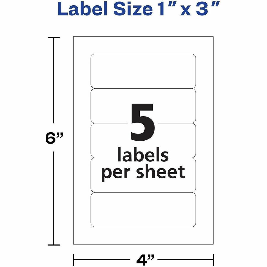 Avery&reg; Removable ID Labels - 3" Width x 1" Length - Removable Adhesive - Rectangle - Laser, Inkjet - White - Self-adhesive - 250 / Pack
