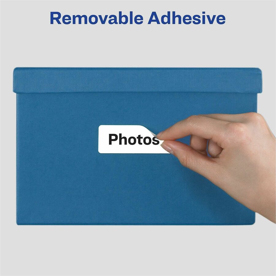 Avery&reg; Removable ID Labels - 3" Width x 1" Length - Removable Adhesive - Rectangle - Laser, Inkjet - White - Self-adhesive - 250 / Pack