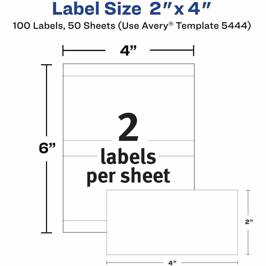 Avery&reg; Removable ID Labels - 4" Width x 2" Length - Removable Adhesive - Rectangle - Laser, Inkjet - White - Self-adhesive - 100 / Pack