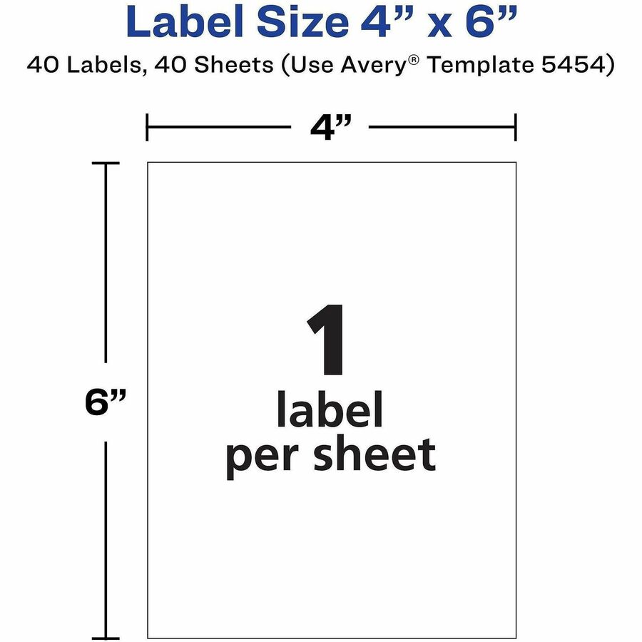 Avery&reg; Removable ID Labels - 6" Width x 4" Length - Removable Adhesive - Rectangle - Laser, Inkjet - White - Self-adhesive - 40 / Pack