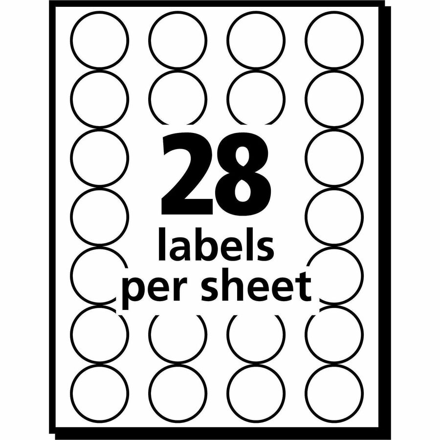 Avery&reg; Color-Coding Labels - 3/4" Diameter - Removable Adhesive - Round - Laser, Inkjet - Black - Paper - Self-adhesive - 28 / Sheet - 1008 / Pack