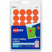 Avery&reg; Color-Coding Labels - 3/4" Diameter - Removable Adhesive - Round - Laser - Neon Red - 24 / Sheet - 1 Pack