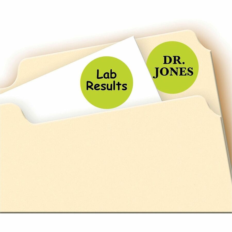 Avery&reg; Color-Coding Labels - 3/4" Diameter - Removable Adhesive - Round - Laser - Neon Yellow - 24 / Sheet - 1008 / Pack