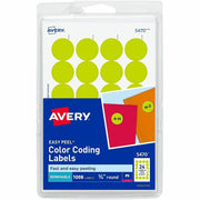 Avery&reg; Color-Coding Labels - 3/4" Diameter - Removable Adhesive - Round - Laser - Neon Yellow - 24 / Sheet - 1008 / Pack