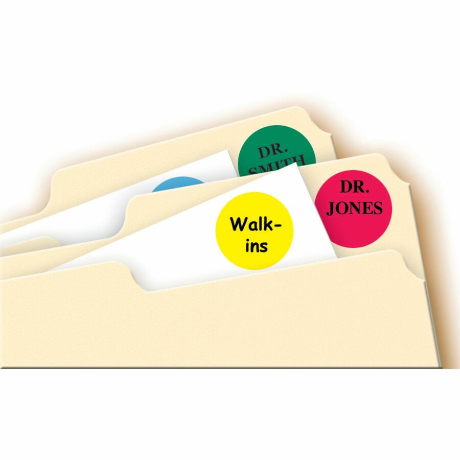 3/4" Diameter - Removable Adhesive - Round - Inkjet, Laser - Blue, Green, Red, Yellow - Paper - 24 / Sheet - 42 Total Sheets - 1008 Total Label(s) - 1008 / Pack