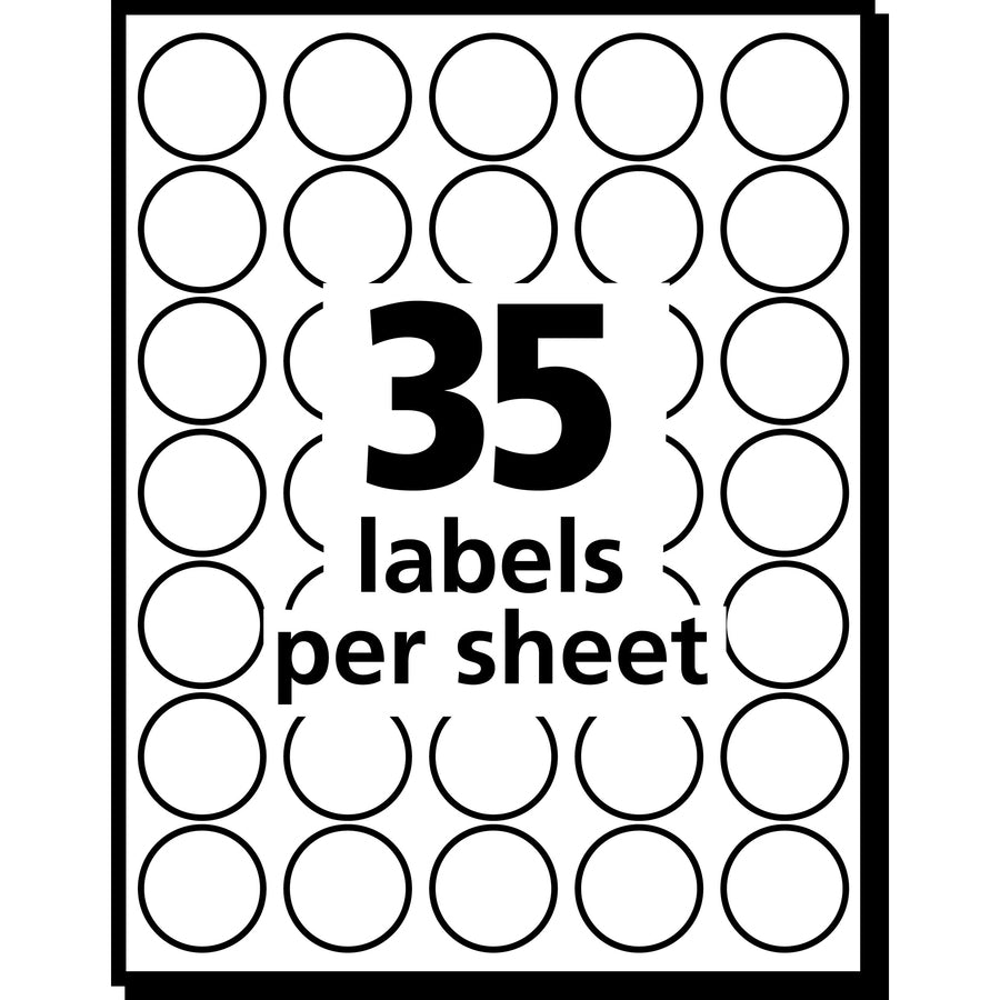 Avery&reg; Color Coded Label - 3/4" Diameter - Removable Adhesive - Round - Green, Light Blue, Red, Yellow - Film - 35 / Sheet - 29 Total Sheets - 1015 Total Label(s) - 1000 / Pack
