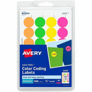 Avery&reg; Color Coded Label - 3/4" Diameter - Removable Adhesive - Round - Laser - Neon Green, Neon Orange, Neon Pink, Neon Yellow - Paper - 24 / Sheet - 42 Total Sheets - 1008 Total Label(s) - 1008 / Pack