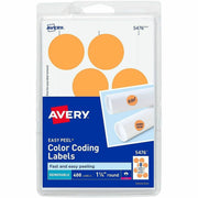 Avery&reg; 1-1/4" Color-Coding Labels - 1 1/4" Diameter - Removable Adhesive - Round - Laser - Orange - 12 / Sheet - 400 / Pack