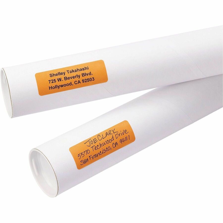 1" Width x 3" Length - Removable Adhesive - Rectangle - Laser - Orange - 200 / Pack