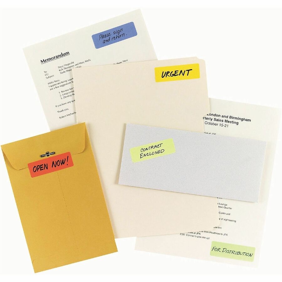1" Width x 3" Length - Removable Adhesive - Rectangle - Laser - Orange - 200 / Pack