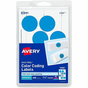 Avery&reg; 1-1/4" Color-Coding Labels - 1 1/4" Diameter - Removable Adhesive - Round - Laser, Inkjet - Light Blue - 12 / Sheet - 400 / Pack