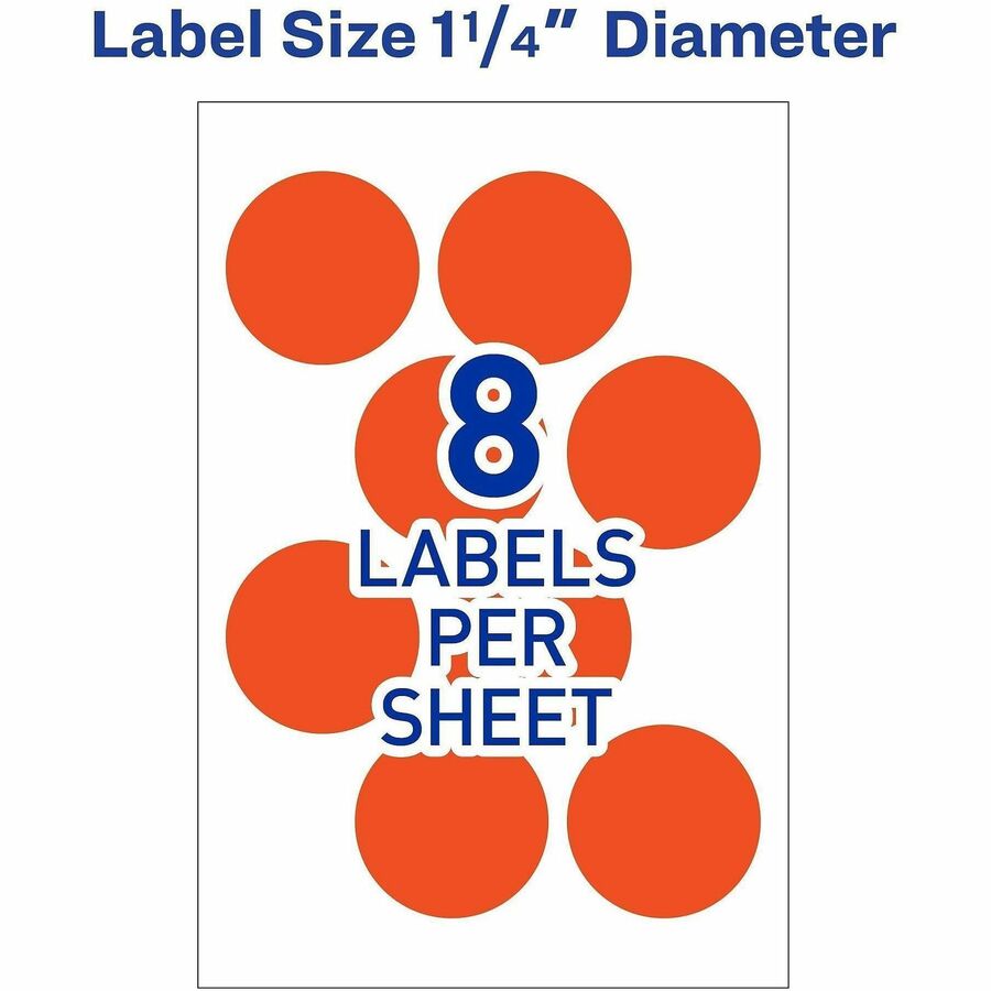Avery&reg; 1-1/4" Color-Coding Labels - 1 1/4" Diameter - Removable Adhesive - Round - Laser - Red - 12 / Sheet - 1 Pack
