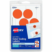 Avery&reg; 1-1/4" Color-Coding Labels - 1 1/4" Diameter - Removable Adhesive - Round - Laser - Red - 12 / Sheet - 1 Pack