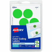 Avery&reg; 1-1/4" Color-Coding Labels - 1 1/4" Diameter - Removable Adhesive - Round - Laser - Neon Green - 12 / Sheet - 1 Pack