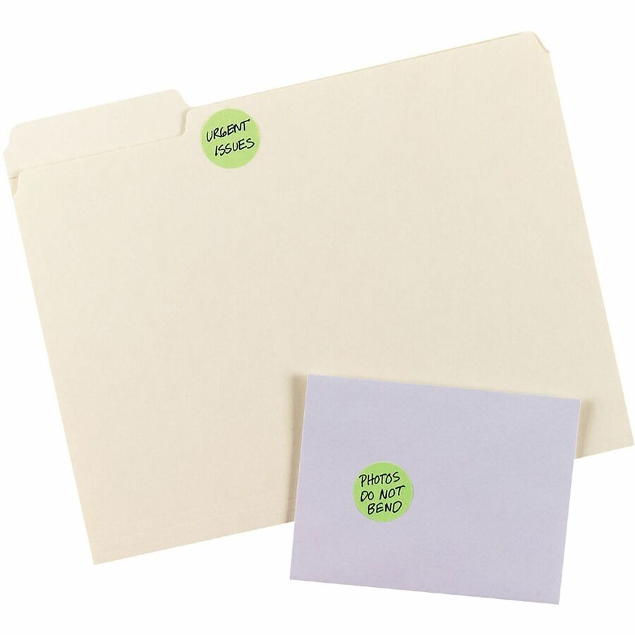 Avery&reg; 1-1/4" Color-Coding Labels - 1 1/4" Diameter - Removable Adhesive - Round - Laser - Neon Green - 12 / Sheet - 1 Pack