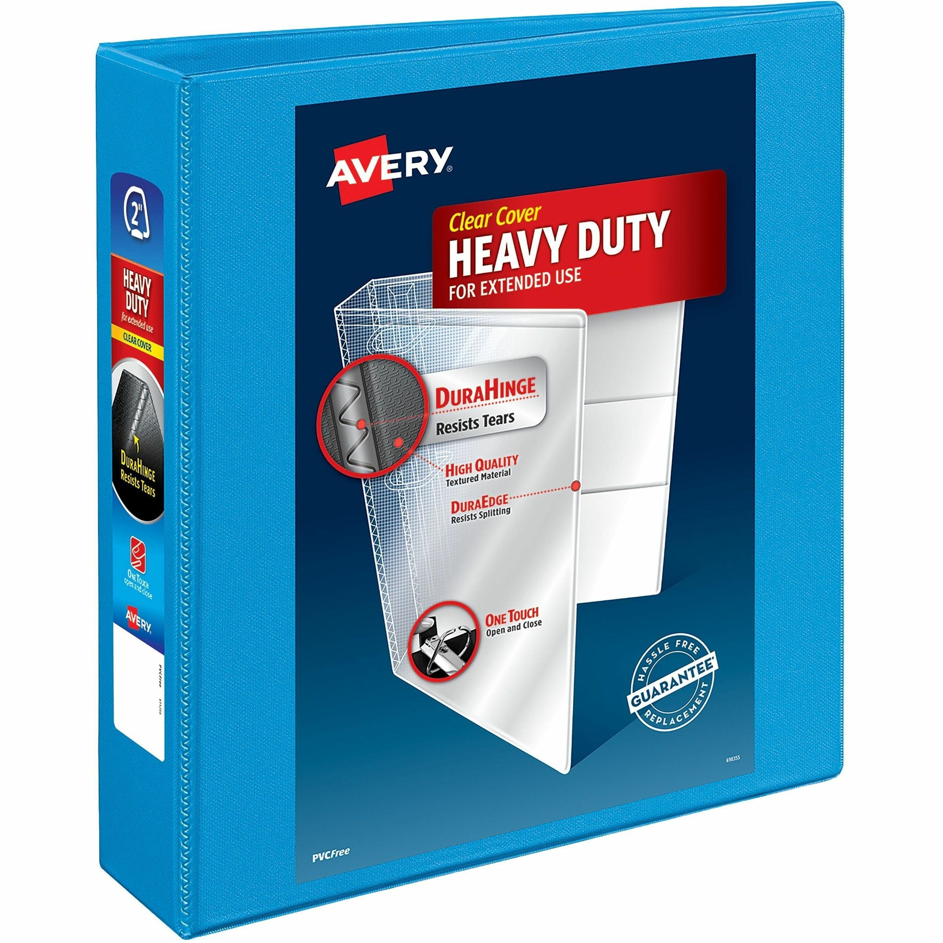 Avery Heavy-duty Nonstick View Binder, 2" Capacity, 3 Slant D-Rings, 500 Sheet, 4 Internal Pockets, Letter Size, Light Blue, Poly, Recycled, 1 Each