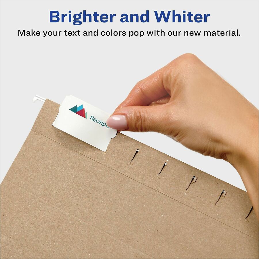 1/5 - Letter - 8.50" Width x 11" Length - Permanent - Matte White Film Tab(s) - Durable, Tear Resistant, Bend Resistant, Permanent Adhesive, Printable, Customizable, Sturdy - 90 / Pack