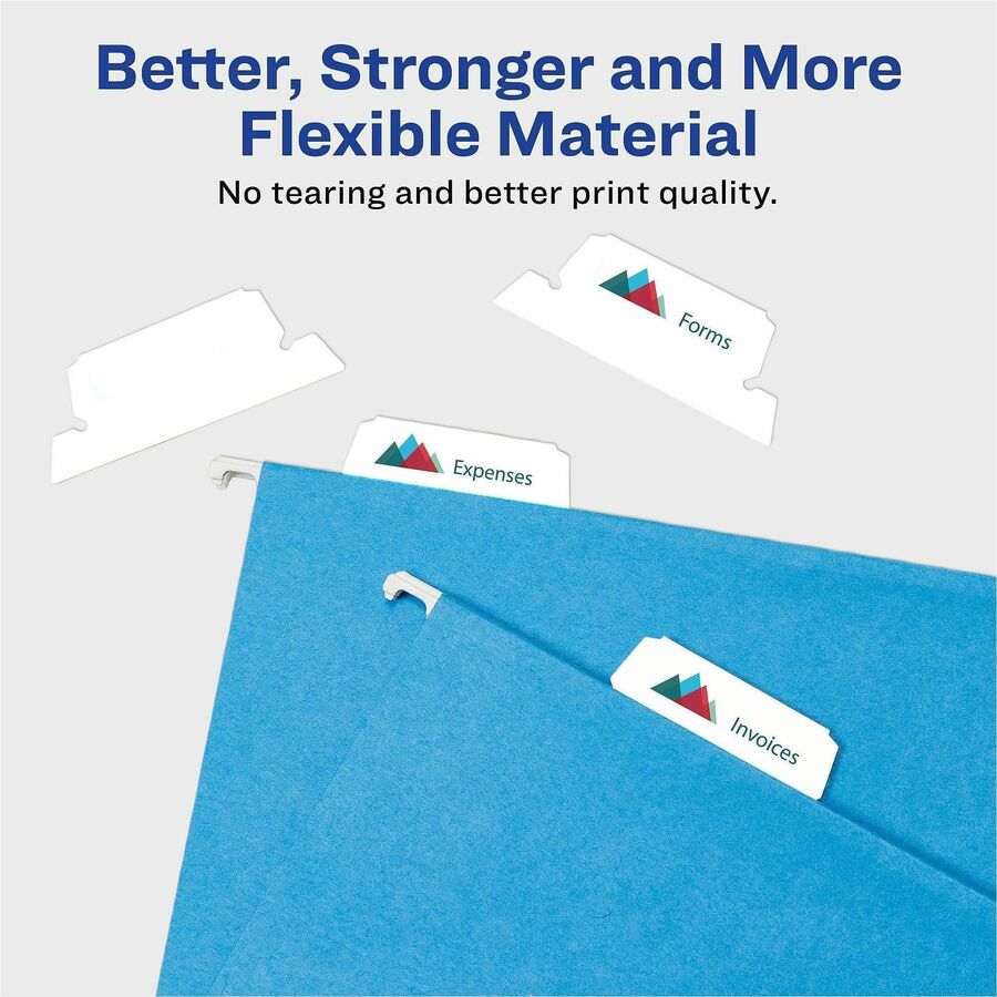 1/5 - Letter - 8.50" Width x 11" Length - Permanent - Matte White Film Tab(s) - Durable, Tear Resistant, Bend Resistant, Permanent Adhesive, Printable, Customizable, Sturdy - 90 / Pack
