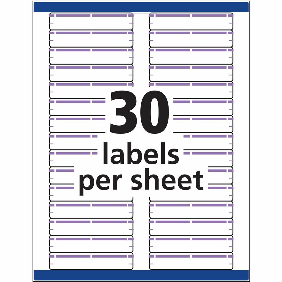 Avery TrueBlock File Folder Labels, 2/3" x 3 7/16", Matte Purple, Permanent Adhesive, 30 Labels/Sheet, 25 Sheets, 750 Labels/Pack