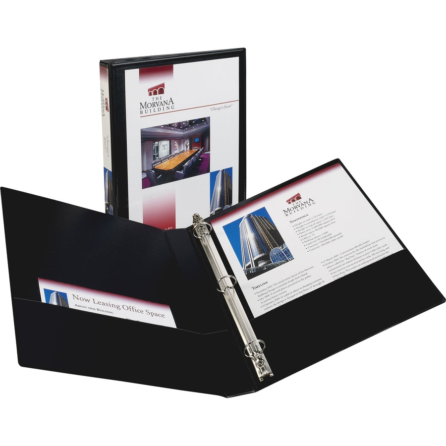 Avery Economy View Binder, 1/2" Capacity, 3 Round Rings, Letter Size (8.5" x 11"), 100 Sheet Capacity, 2 Internal Pockets, Black, 1 Each