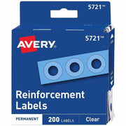 Avery&reg; Hole Reinforcement Label Rings - 0.3" Diameter - Clear - Polyvinyl - 1 Pack