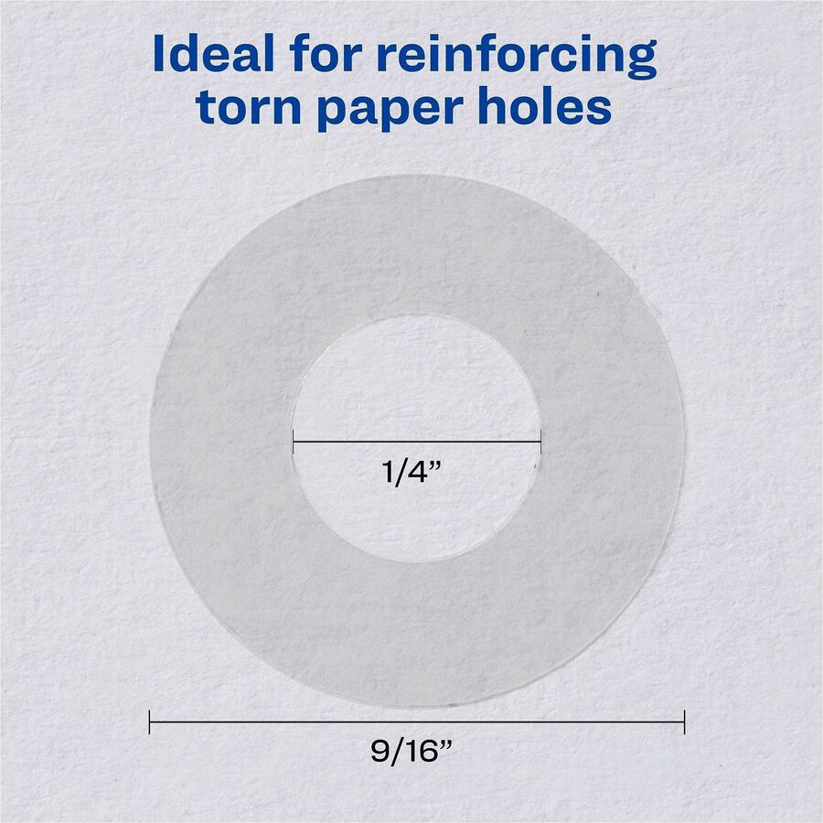 Avery&reg; Hole Reinforcement Label Rings - 0.3" Diameter - Clear - Polyvinyl - 1 Pack