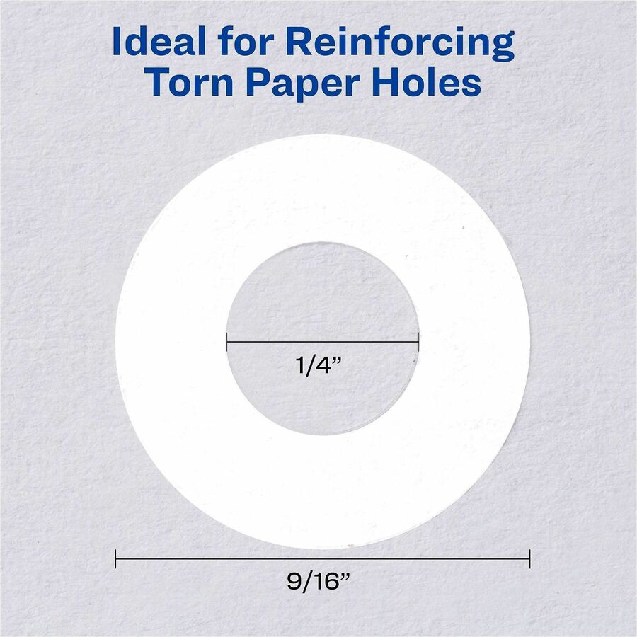 Avery&reg; White Self-Adhesive Reinforcement Labels - 0.3" Diameter - 0.25" Maximum Capacity - Round - White - 200 / Pack