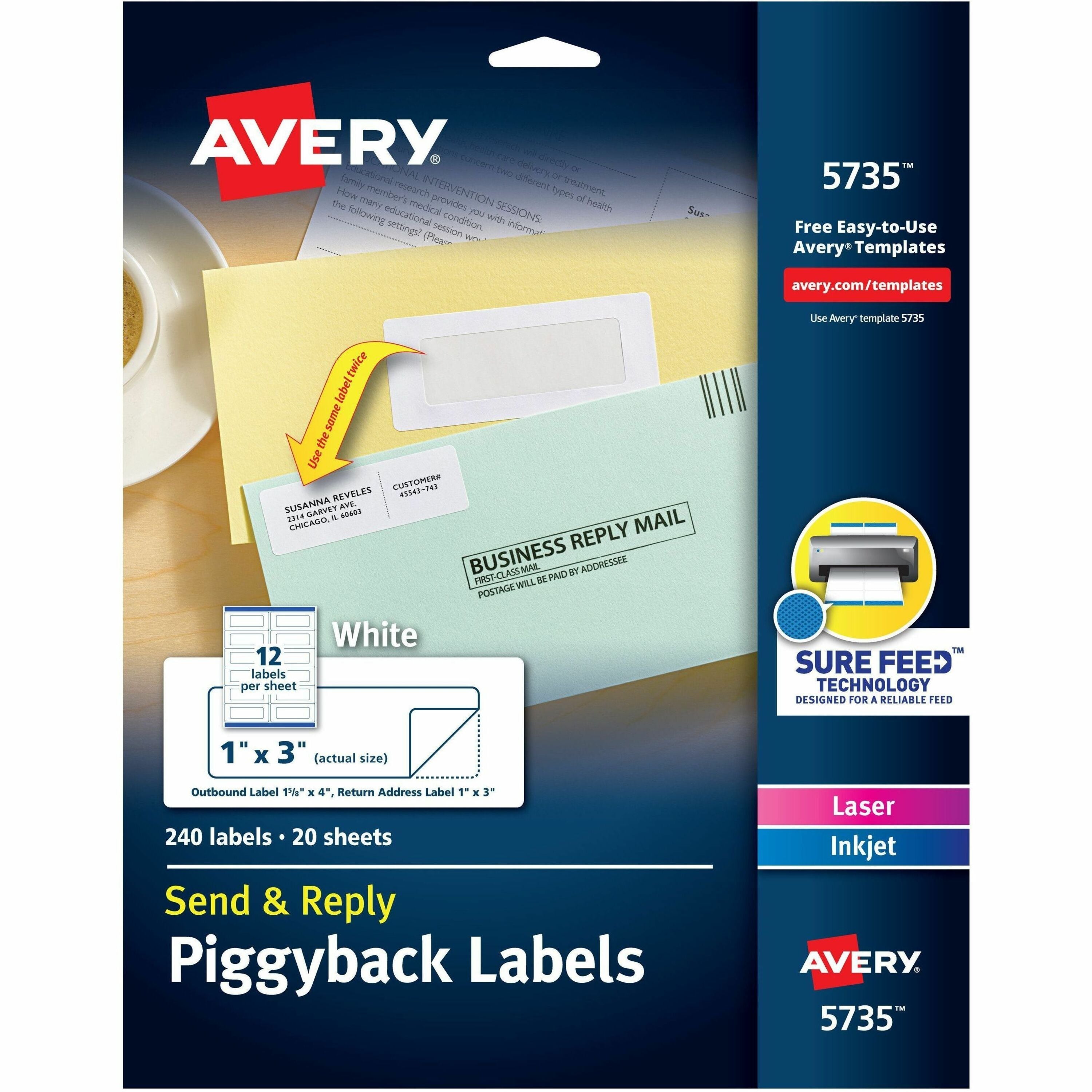 1" Width x 3" Length - Permanent Adhesive - Rectangle - Inkjet, Laser - White - Paper - 12 / Sheet - 20 Total Sheets - 240 Total Label(s) - 240 / Pack