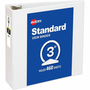 Avery Economy View Binder, 3" Capacity, 3 Round Rings, Letter Size (8.5" x 11"), Holds 460 Sheets, 2 Internal Pockets, White, Vinyl, 1 Each