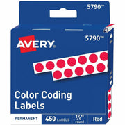 Avery&reg; 1/4" Color-Coding Labels - 1/4" Diameter - Permanent Adhesive - Round - Red - Self-adhesive - 450 / Pack