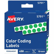 Avery&reg; 1/4" Color-Coding Labels - 1/4" Diameter - Permanent Adhesive - Round - Green - Self-adhesive - 450 / Pack